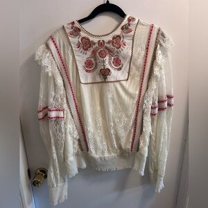 Embroidered Lace Blouse from Anthropologie Size XL